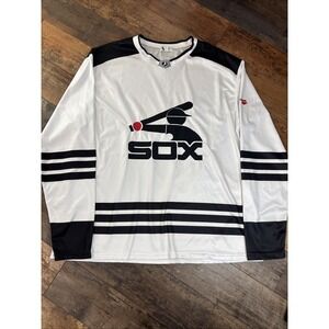 Chicago White Sox Jersey Mens XL White Black MLB Baseball Hockey Style Pullover